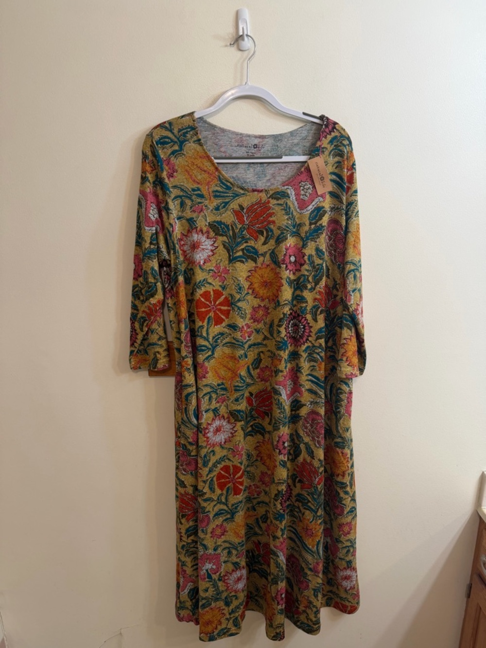 Natural Life Lottie Sweater Knit Maxi Dress Women XL Floral Boho Cottagecore NWT